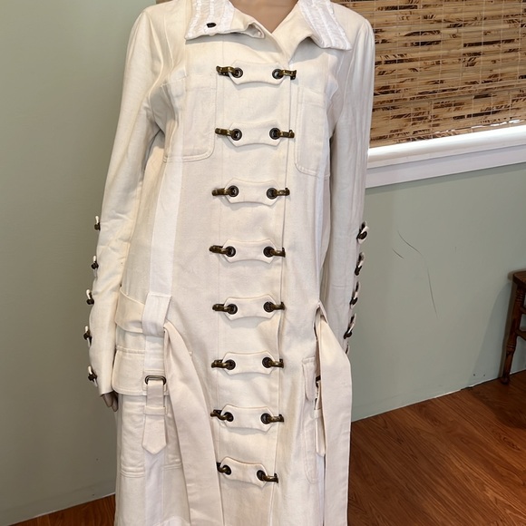 L.A.M.B. By Gwen Stefani Gorgeous Cotton Denim Coat With Logo Metal Clasps 10 - Picture 8 of 13